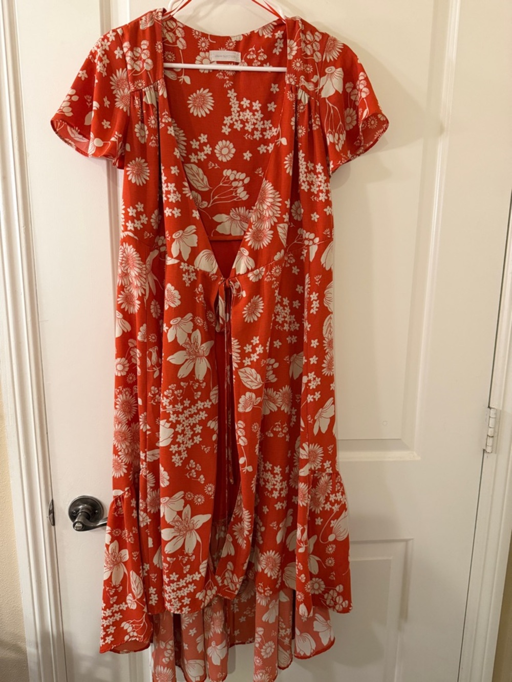 Urban Outfitters Burnt Orange Floral Tie-Front Midi Dress